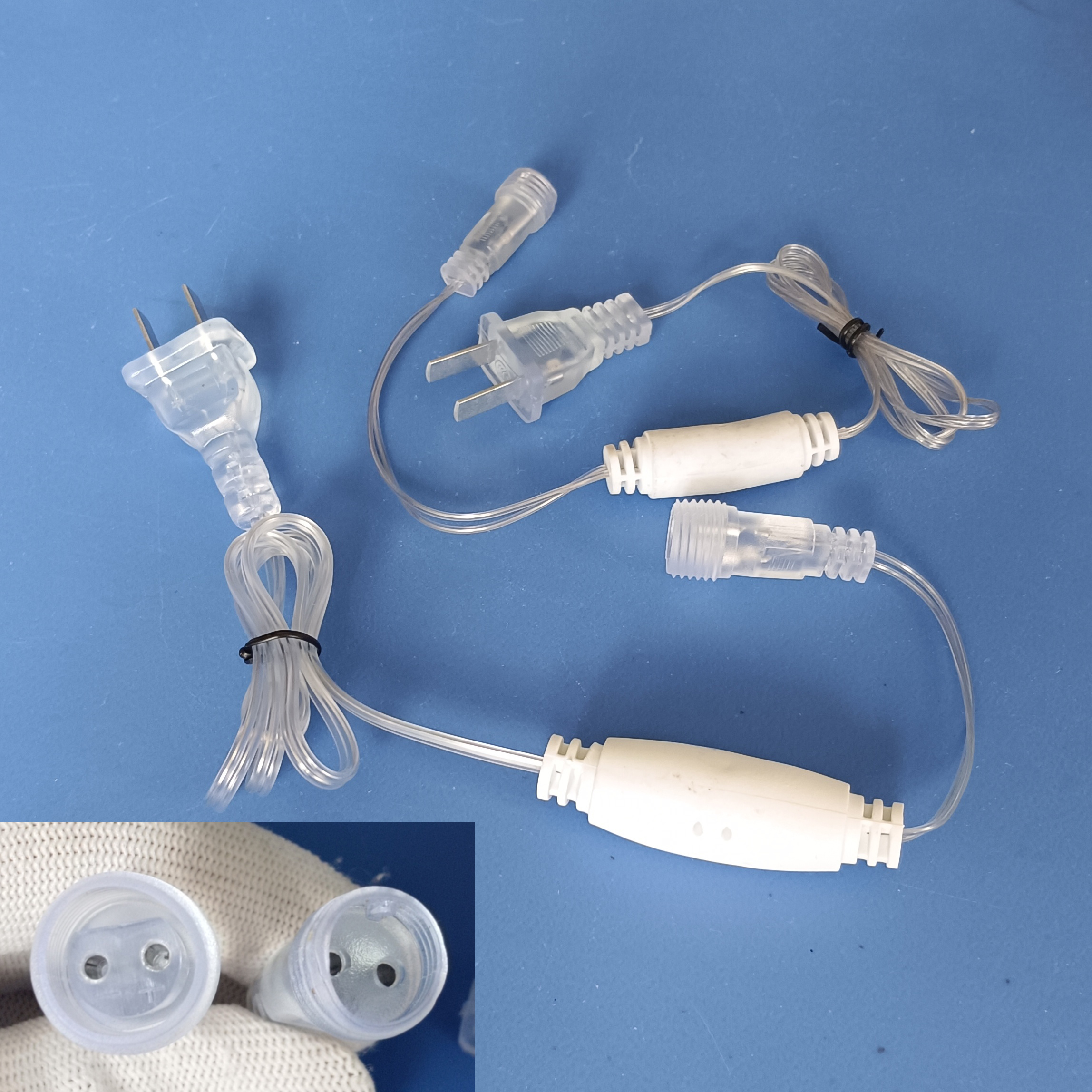 小彩灯串灯二孔电源插头满天星七彩灯串常亮控制器整流器二芯插头