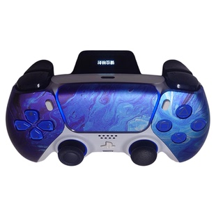 幻彩蓝白PS5手柄定制版成品 优化Besavior布局和不挡手圆点四背键