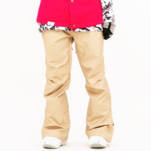ME家浅卡其纯色女生腰带宽版加棉单板滑雪裤