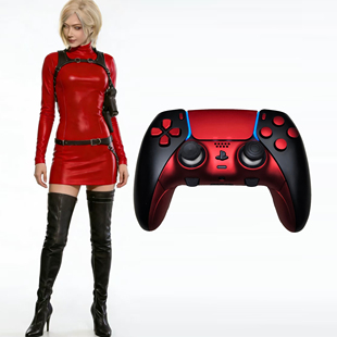 PS5EDGE改装金属红黑配色 双TMR摇杆模块 全微动按键定制手柄