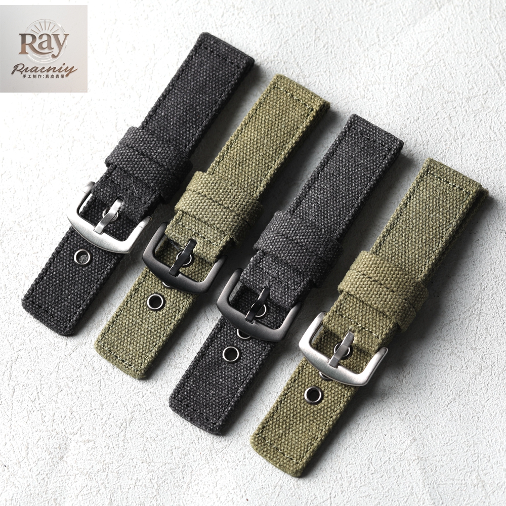 纯帆布双层加厚表带尼龙柔软表链