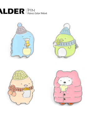 联名HALDER角落生物炸猪排蜥蜴小河童白熊蓝色恐龙合金属胸针徽章