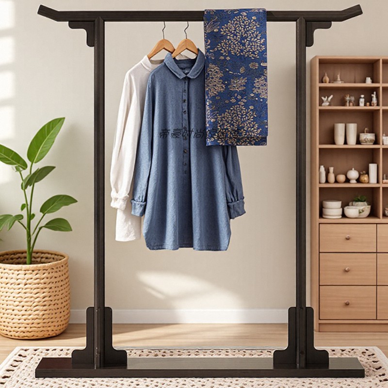 中古风卧室挂衣架落地实木中式服装展示架秀禾架新中式衣架木质