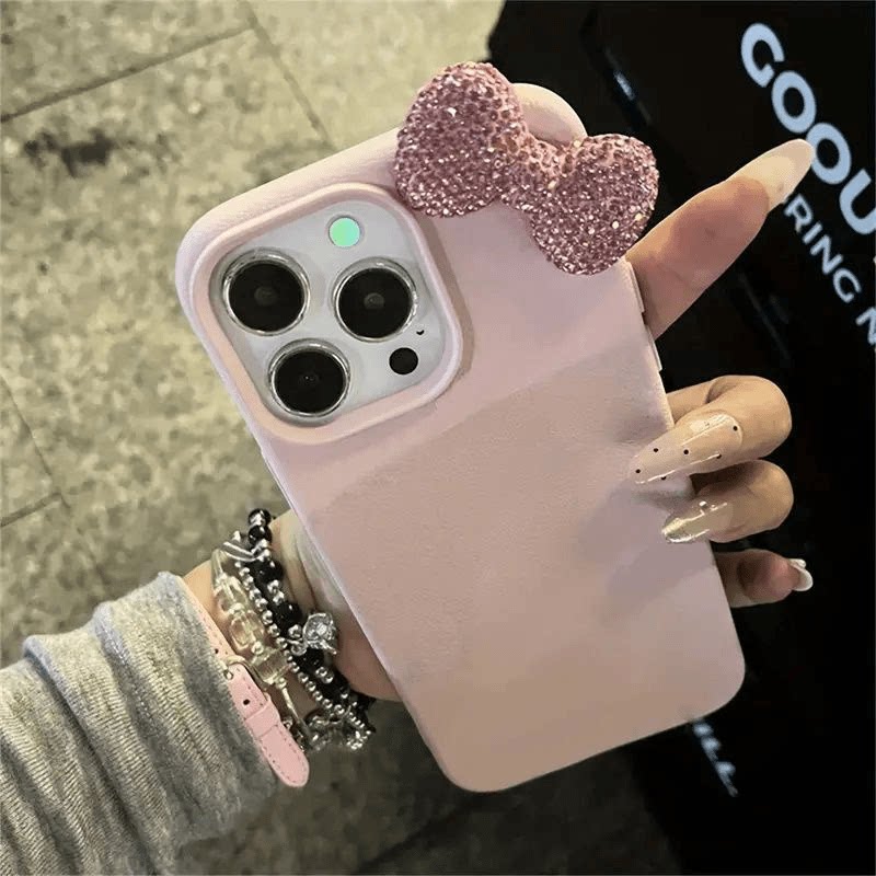 高级水钻蝴蝶结适用iPhone15promax/16手机壳苹果14/13/12/11软XR