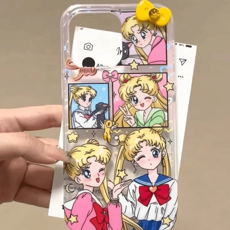 插画美少女蝴蝶结适用苹果/华为/OPPO/VIVO/荣耀/小米/红米手机壳