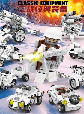 开智82078军事积木长津湖人仔特种兵装甲车坦克炮摩托男孩玩具