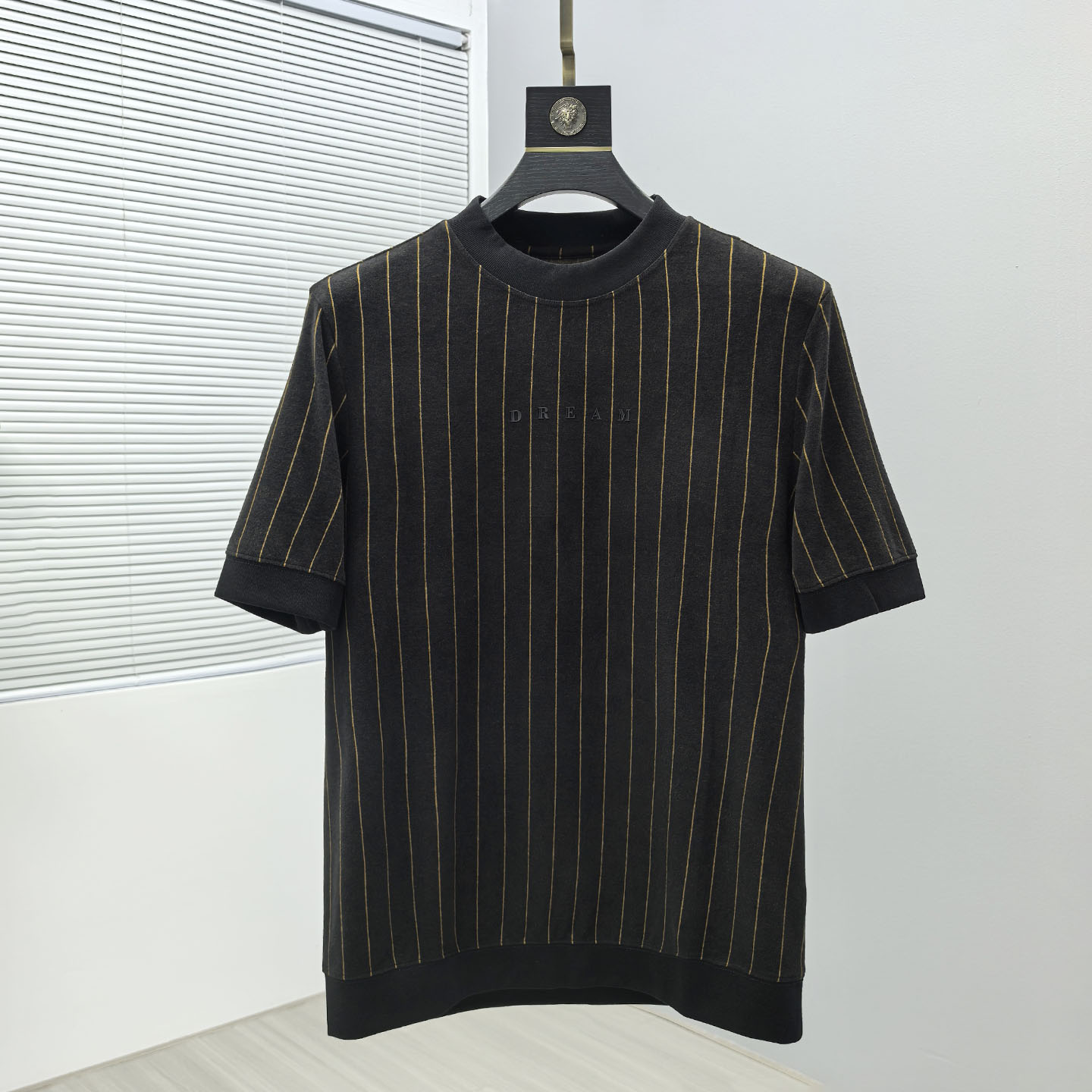 轻奢 再生纤维素+绵羊毛男士时尚休闲圆领针织短袖T恤衫打底衫潮