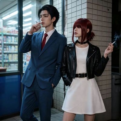 【现货】山田小姐佐佐木先生cosplay服在超市后的吸烟二人cos服