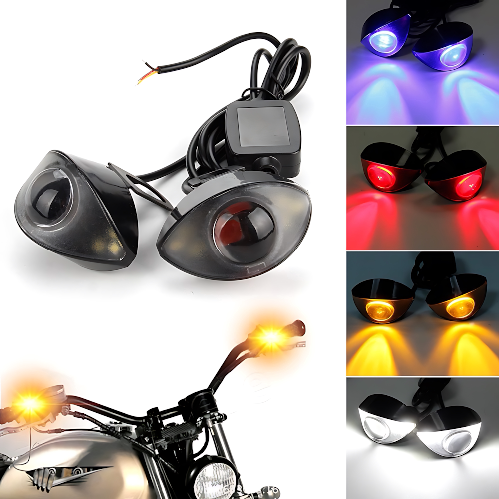 摩托车LED飞机灯鹰眼灯电动车改装氛围灯镜子七彩爆闪灯免打孔