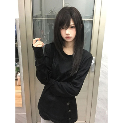 y2k亚文化正肩长袖t恤女