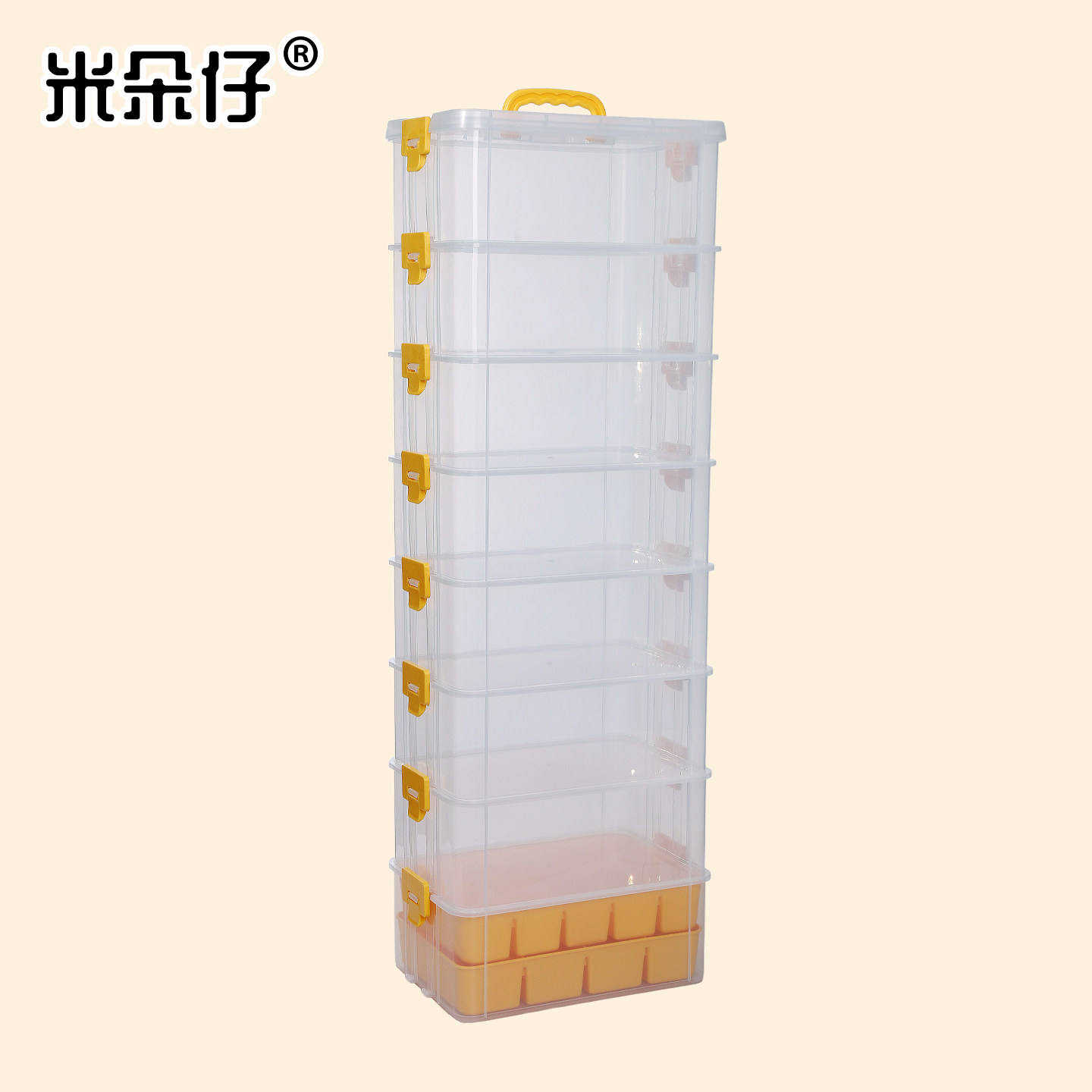 可叠加组合式塑料手提透明收纳箱