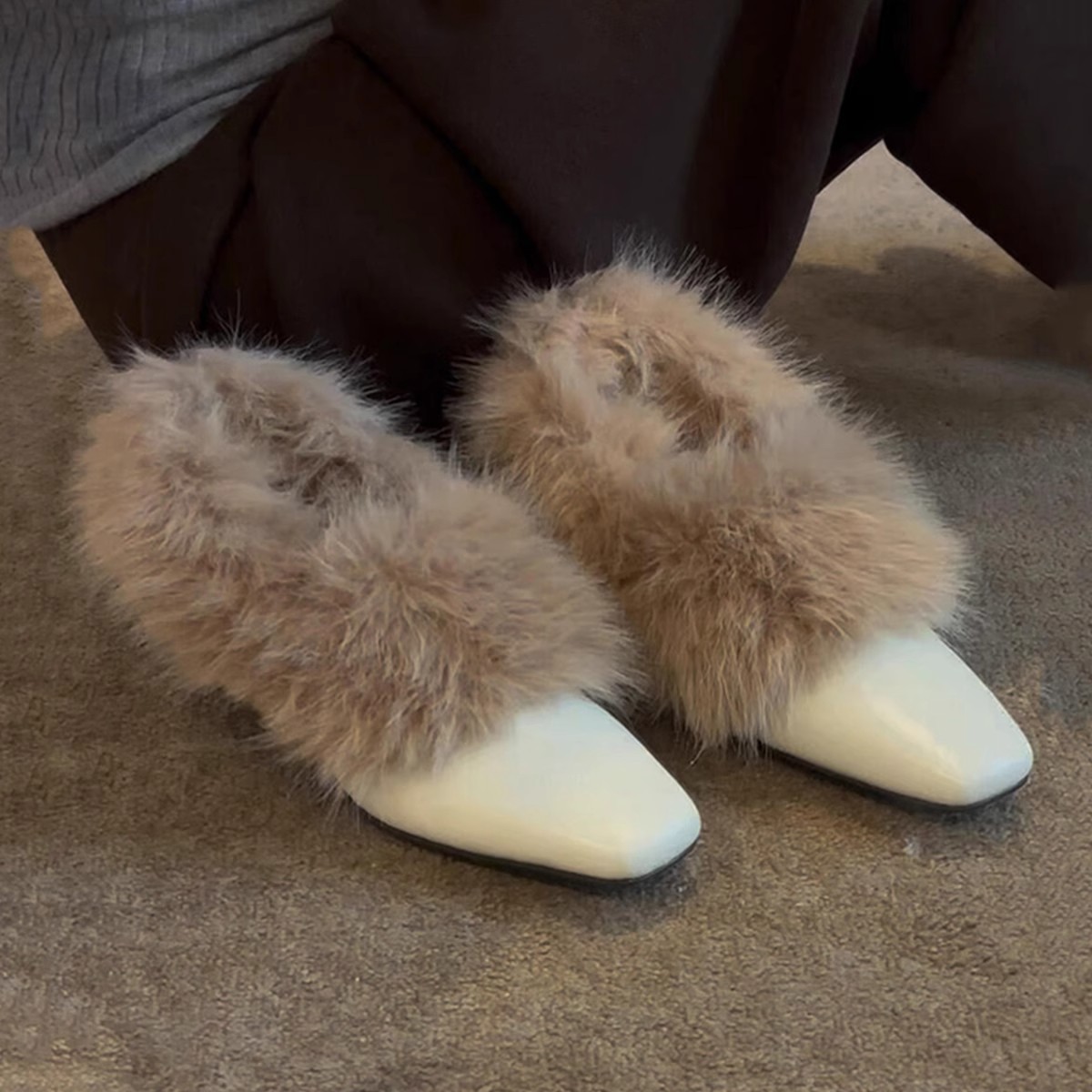 高品质毛毛单鞋女加绒保暖棉鞋