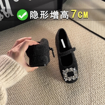 高品质毛毛棉鞋方扣加绒玛丽珍鞋