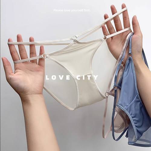 LOVECITY「沉溺」法式蕾丝内裤女轻奢缎面细带腰带