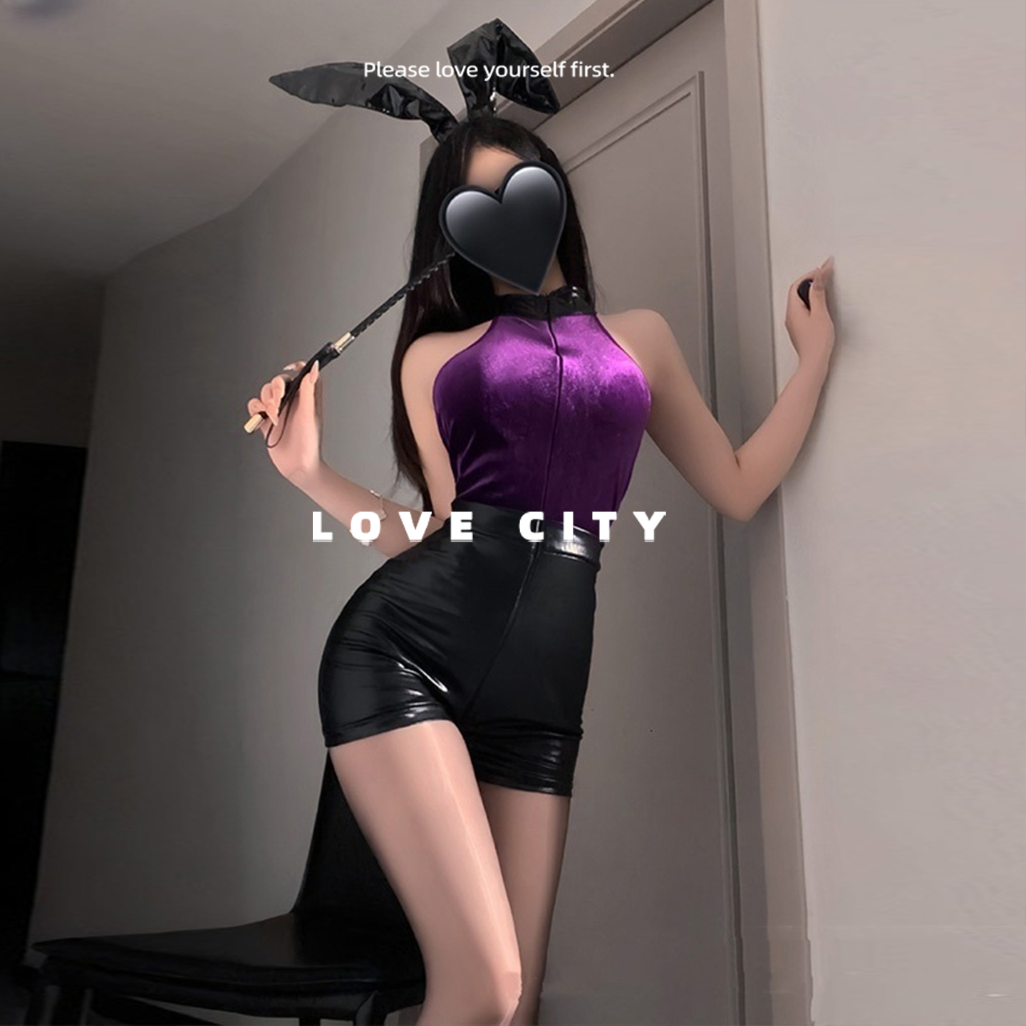 LOVECITY「禁欲幻想」纯欲暗黑小魔女性感丝绒吊带睡裙