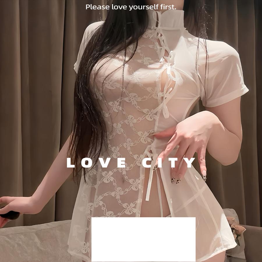 LOVECITY「感觉至上」新中式国风性感旗袍纯欲蕾丝辣妹睡裙