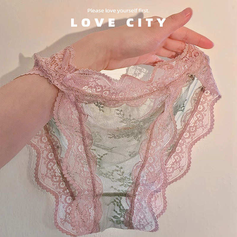 LOVECITY「甜蜜软纱」弹力无痕软蕾丝三角内裤女性感纯欲风新款