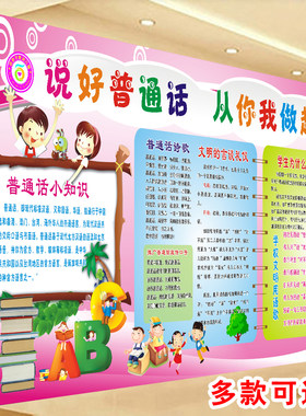 中小学生请讲说普通话海报写规范字墙贴墙纸讲文明语挂图贴纸海报