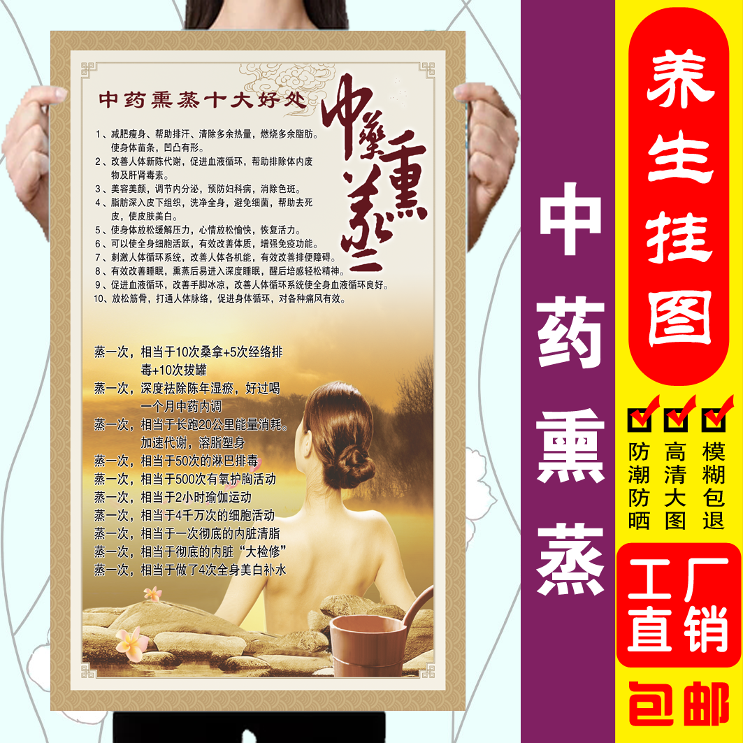 中药熏蒸的十大好处人体穴位图中医十二经络挂图中医理疗养生挂图