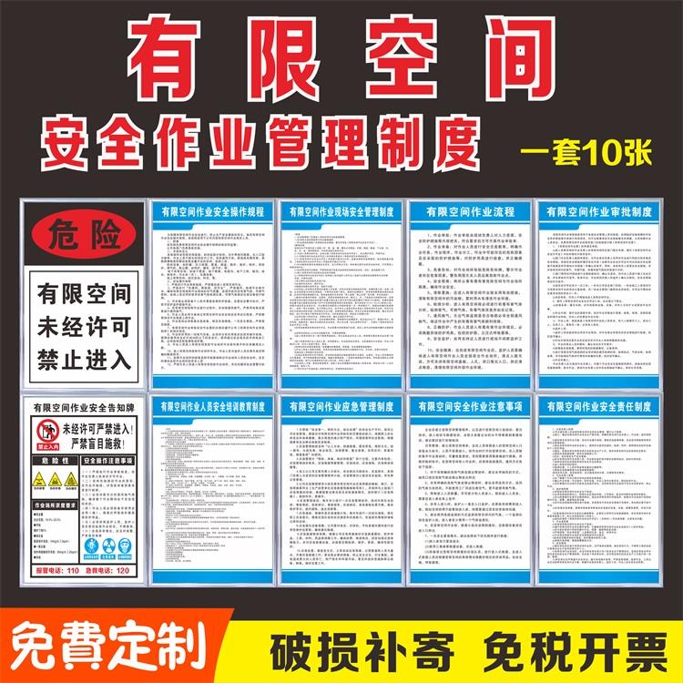 有限空间安全制度 有限空间标识急预案 注意事项审批责任培训制度