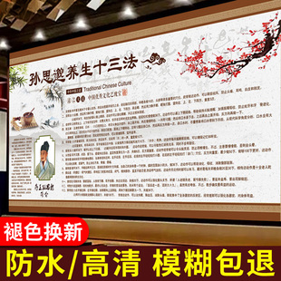 中医养生馆装饰理疗挂图孙思邈十三法挂画经络图海报壁画壁纸定制