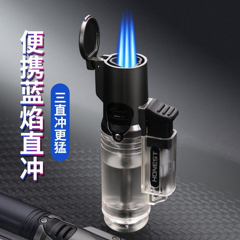百诚新款防风打火机正品可充气耐用高档雪茄艾灸专用点火器喷枪