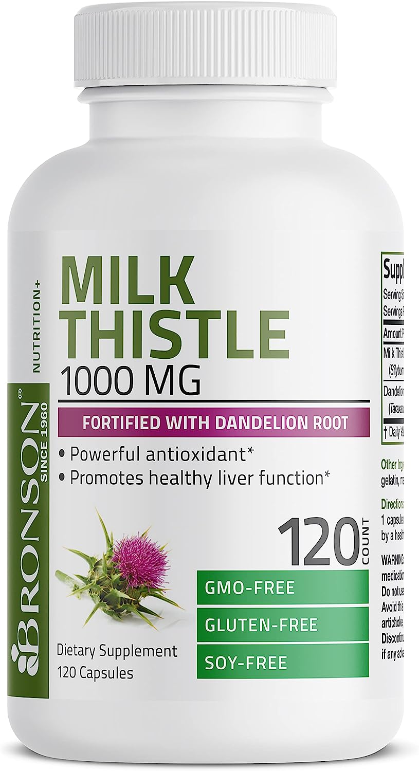 美国代购Bronson Milk Thistle 1000mg Silymarin Marianum & Dan
