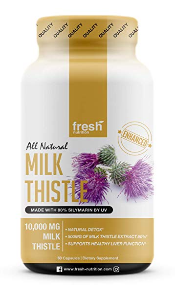 Milk Thistle Capsules - Strongest Available 10,000mg 80% Sil