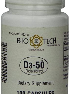 美国代购美国代购Bio-Tech Pharmacal - D3-50 - 100 Count