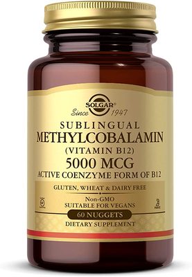 代购Solgar Methylcobalamin (Vitamin B12) 5000 mcg, 60 Nu