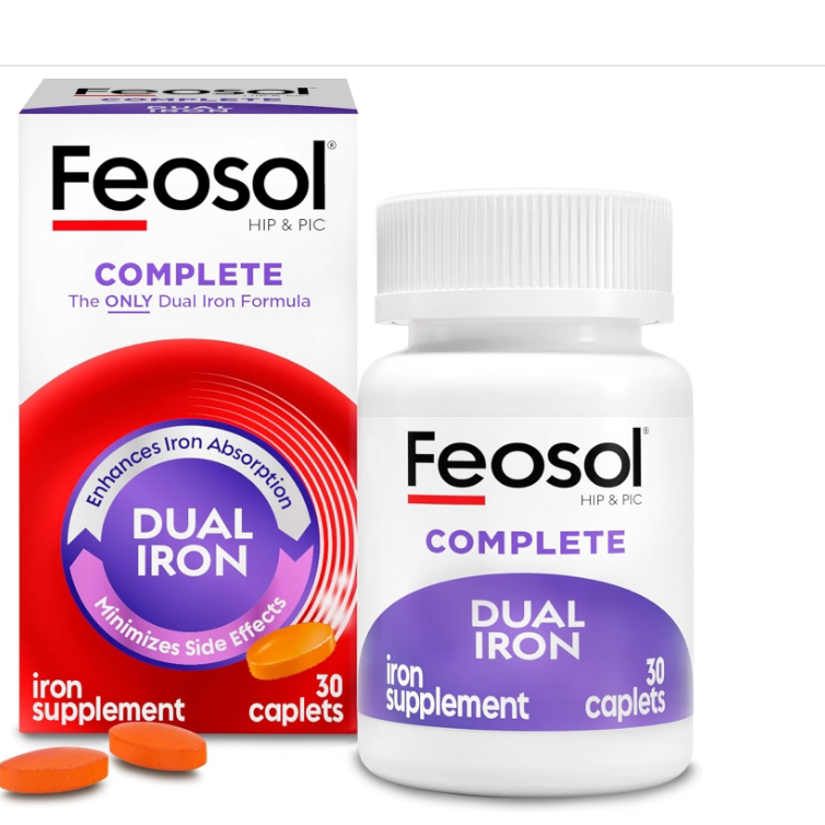 美国代购Feosol Complete Iron Supplement Caplets, Bifera Iron