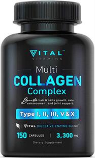 美国代购Multi Collagen Pills (Types I,II,III,V,X) 150 Capsul