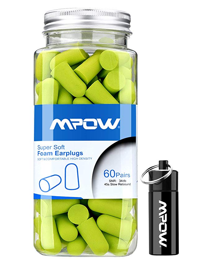 Mpow Foam Earplugs 60 Pairs with Aluminum Carry Case, 32dB N