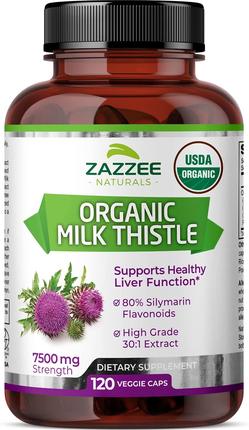 美国代购Zazzee USDA Organic Milk Thistle Extract Capsules, 1
