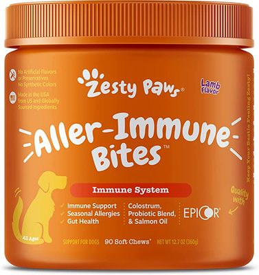 美国代购Zesty Paws Allergy Immune Supplement for Dogs Lamb