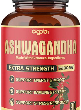 美国代购Ashwagandha Capsules, 5 in 1 Equivalent to 5200mg Po