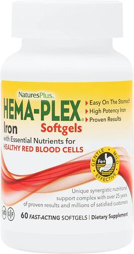美国代购NaturesPlus Hema-Plex Iron - 60 Fast-Acting Softgels