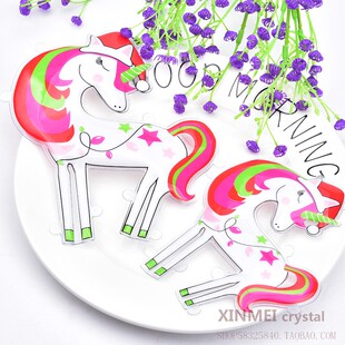 创意立体气泡儿童彩虹马手缝烫图衣服包包鞋帽烫片贴