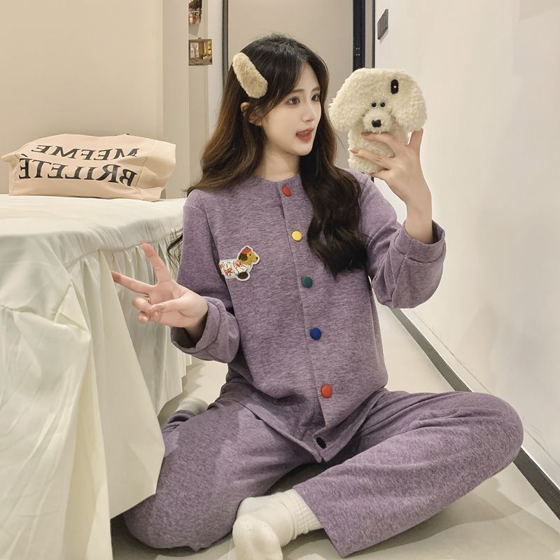羊绒2025网红同款春秋睡衣套装女款开衫长袖公主风德绒甜美家居服