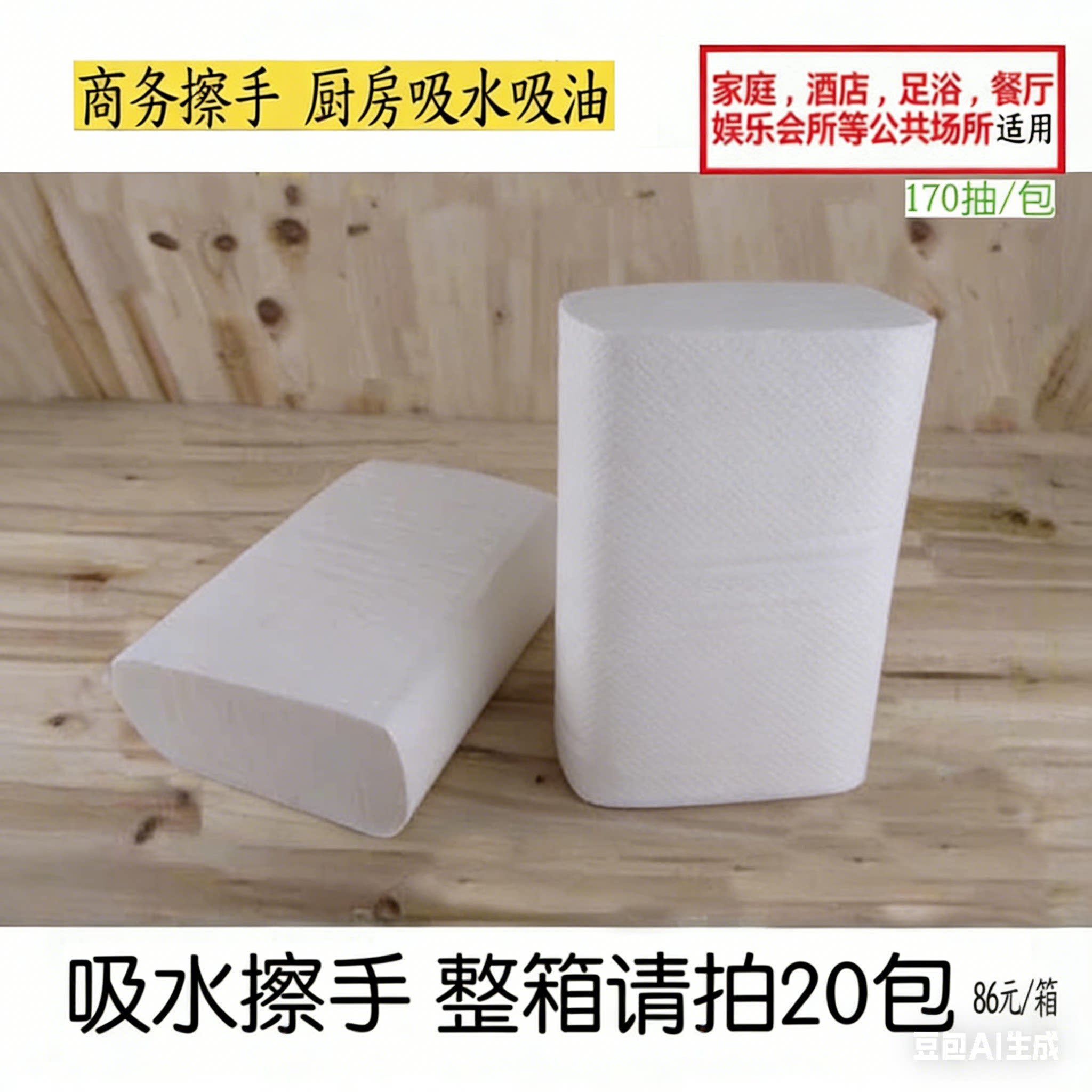 商用加厚抹布干手纸三折