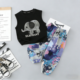 新款 儿童夏装 套装 2026夏季 洋气儿童背心两件套男童女童休闲套装