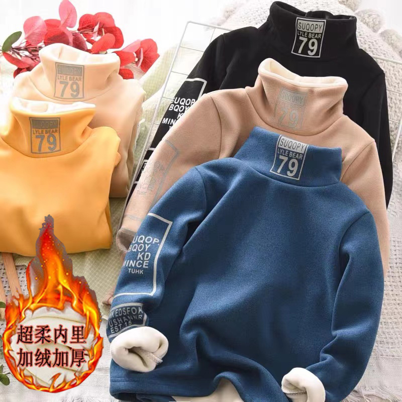 加绒儿童卫衣韩版男女冬季