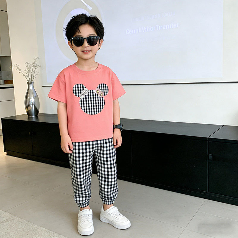 2026年儿童夏季新款短袖洋气儿童套装男女宝宝防蚊裤T恤运动套装