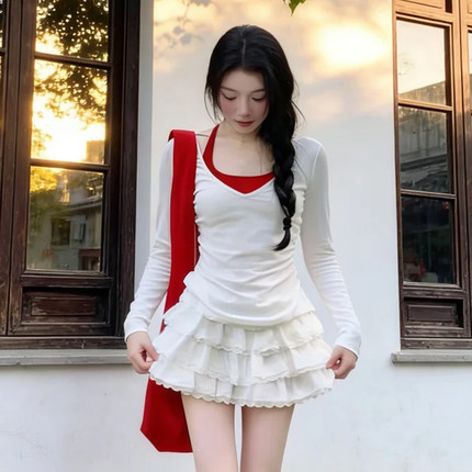 2026夏季新款白色蛋糕裙半身裙女短裙小个子少女感镂空层次感裙子
