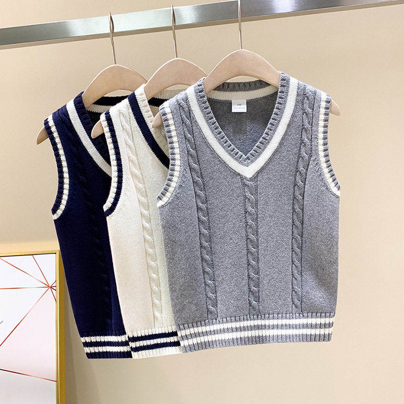 5小学生校服10岁15男女童针织背心2023新款演出服12儿童毛线马甲