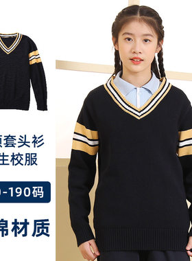 儿童长袖毛衣V领2026新款秋冬装学院风男女童韩版中大童针织衫潮5