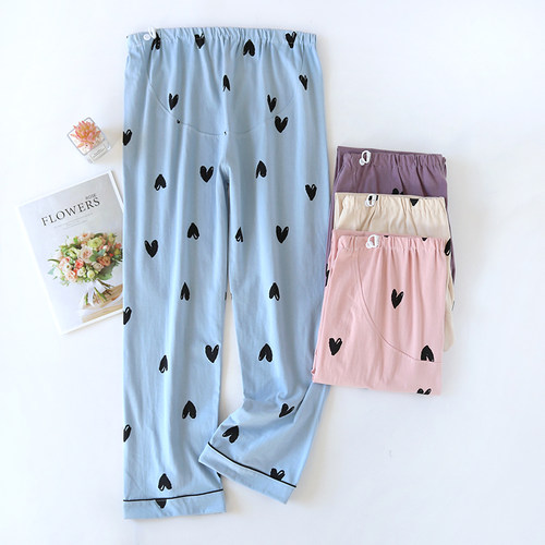 孕妇睡裤纯棉秋冬款家居裤可调节