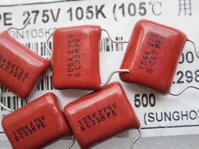 进口CBB电容275V105 1UF  脚距7.5 韩国成镐SUNG HO