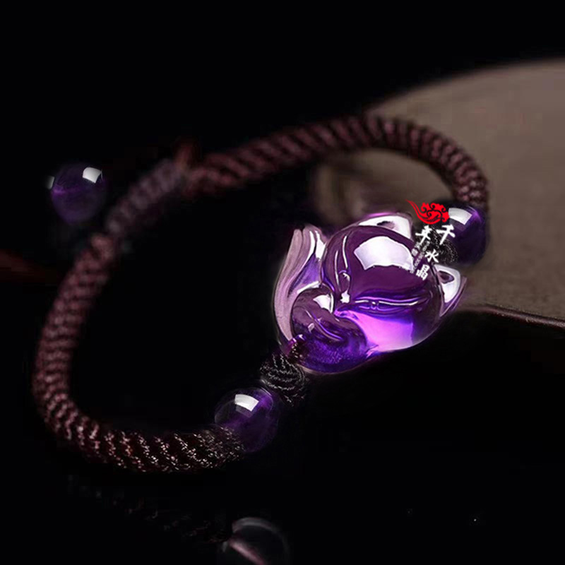 2026年紫水晶狐狸灵狐脚链旺桃花聚财平安精编红绳手链