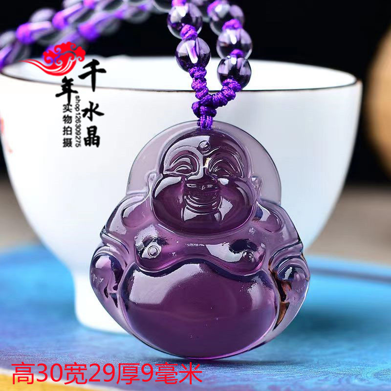 紫水晶弥勒佛吊坠肚佛